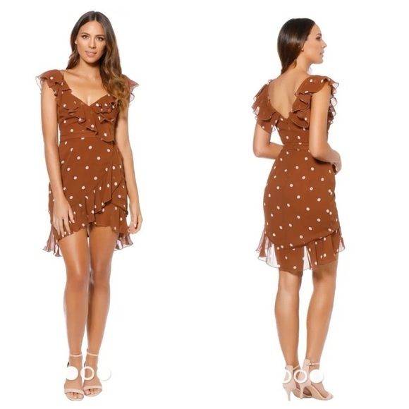 NICHOLAS
Rust Spot Wrap Frill Mini Dress US size 6 - Picture 6 of 17